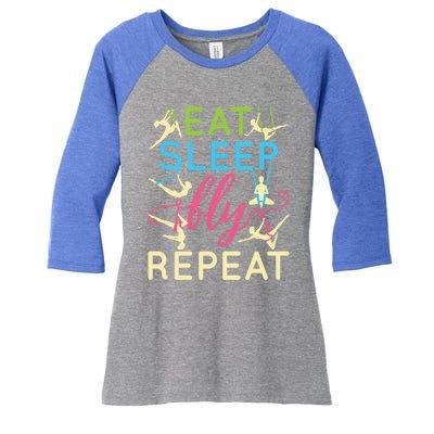 Funny Eat Sleep Fly Repeat Aerial Yoga Silks Gift Cute Gift Women's Tri-Blend 3/4-Sleeve Raglan Shirt