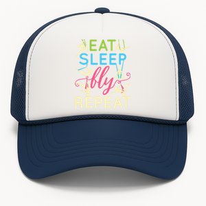 Funny Eat Sleep Fly Repeat Aerial Yoga Silks Gift Cute Gift Trucker Hat