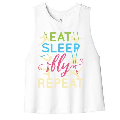 Funny Eat Sleep Fly Repeat Aerial Yoga Silks Gift Cute Gift Women's Racerback Cropped Tank