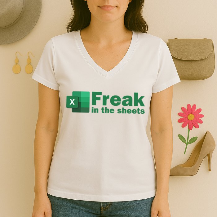 Funny Excel Sheets Freak In The Excel Sheets Women's V-Neck T-Shirt