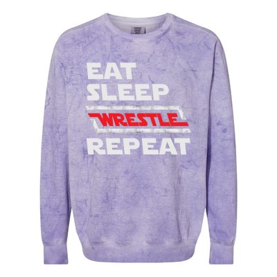 Funny Eat Sleep Wrestle Repeat Wrestling Gift Gift Colorblast Crewneck Sweatshirt