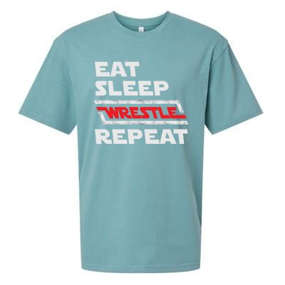 Funny Eat Sleep Wrestle Repeat Wrestling Gift Gift Sueded Cloud Jersey T-Shirt