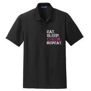 Funny Eat Sleep Cheer Repeat Cheerleading Cheerleader Gifts Dry Zone Grid Polo