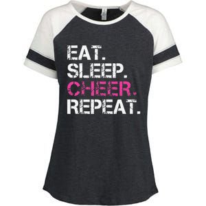 Funny Eat Sleep Cheer Repeat Cheerleading Cheerleader Gifts Enza Ladies Jersey Colorblock Tee