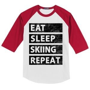 Funny Eat Sleep Skiing Love Skiing Gift Kids Colorblock Raglan Jersey