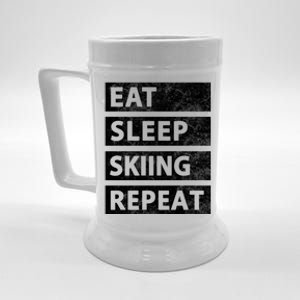 Funny Eat Sleep Skiing Love Skiing Gift Beer Stein