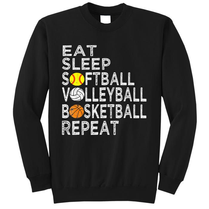 Funny Eat Sleep Softball Volleyball Basketball Sweatshirt