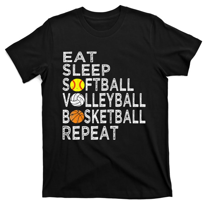 Funny Eat Sleep Softball Volleyball Basketball T-Shirt