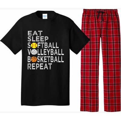 Funny Eat Sleep Softball Volleyball Basketball Pajama Set