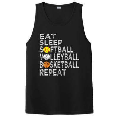 Funny Eat Sleep Softball Volleyball Basketball PosiCharge Competitor Tank