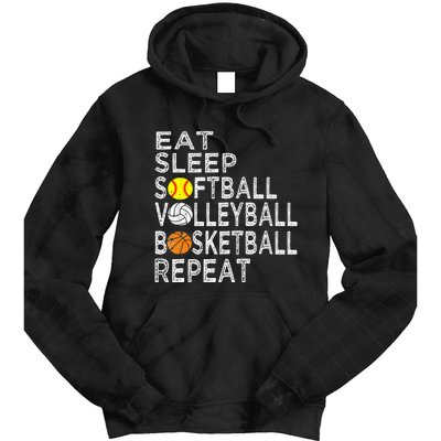 Funny Eat Sleep Softball Volleyball Basketball Tie Dye Hoodie