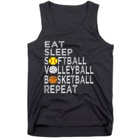 Funny Eat Sleep Softball Volleyball Basketball Tank Top