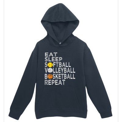 Funny Eat Sleep Softball Volleyball Basketball Urban Pullover Hoodie