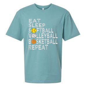 Funny Eat Sleep Softball Volleyball Basketball Sueded Cloud Jersey T-Shirt