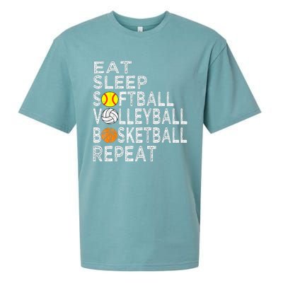 Funny Eat Sleep Softball Volleyball Basketball Sueded Cloud Jersey T-Shirt