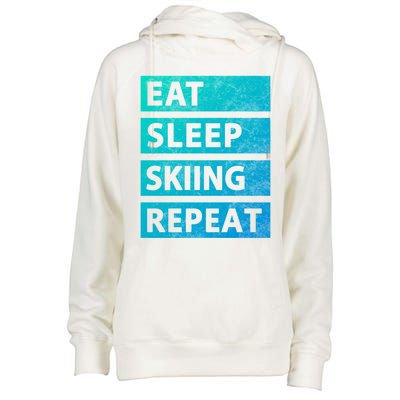 Funny Eat Sleep Skiing Love Skiing Gift Womens Funnel Neck Pullover Hood