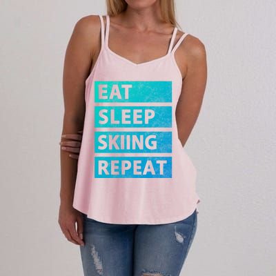 Funny Eat Sleep Skiing Love Skiing Gift Women's Strappy Tank