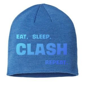 Funny Eat Sleep Clash Repeat Gaming Cool Gift Sustainable Beanie