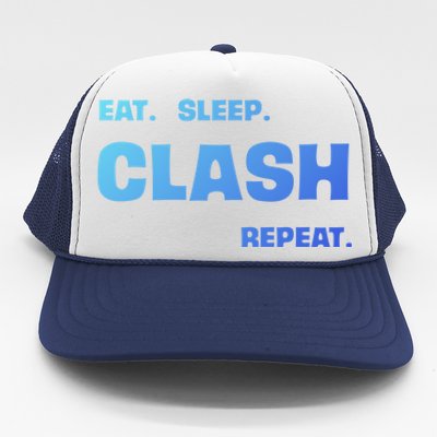 Funny Eat Sleep Clash Repeat Gaming Cool Gift Trucker Hat