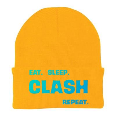 Funny Eat Sleep Clash Repeat Gaming Cool Gift Knit Cap Winter Beanie