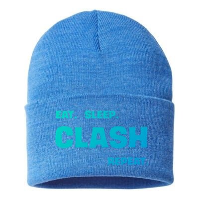 Funny Eat Sleep Clash Repeat Gaming Cool Gift Sustainable Knit Beanie