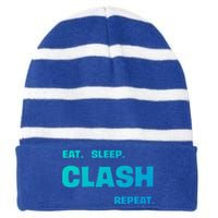 Funny Eat Sleep Clash Repeat Gaming Cool Gift Striped Beanie with Solid Band