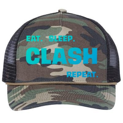 Funny Eat Sleep Clash Repeat Gaming Cool Gift Retro Rope Trucker Hat Cap