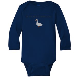 Funny Embroidered Silly Goose In My Silly Goose Era Cute Goose Embroidery Goo Baby Long Sleeve Bodysuit