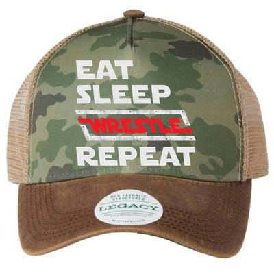 Funny Eat Sleep Wrestle Repeat Wrestling Gift Cute Gift Legacy Tie Dye Trucker Hat