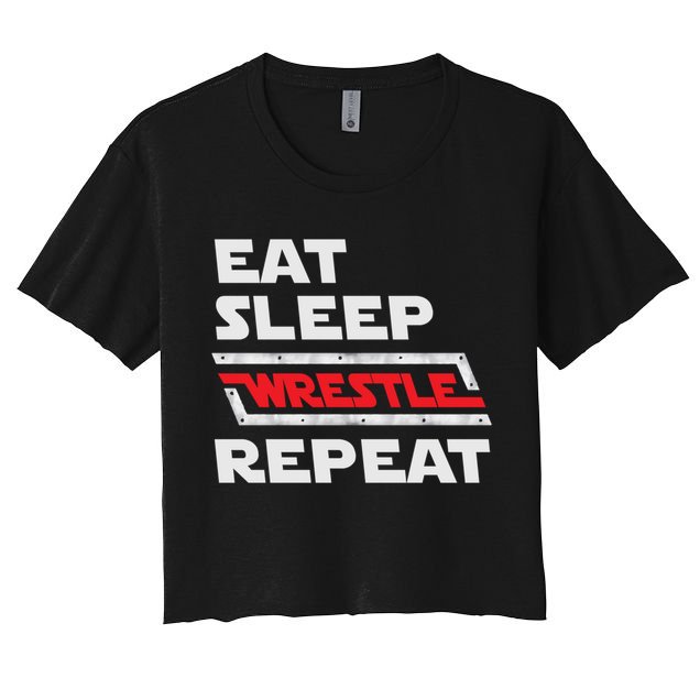 Funny Eat Sleep Wrestle Repeat Wrestling Gift Cute Gift Crop Top