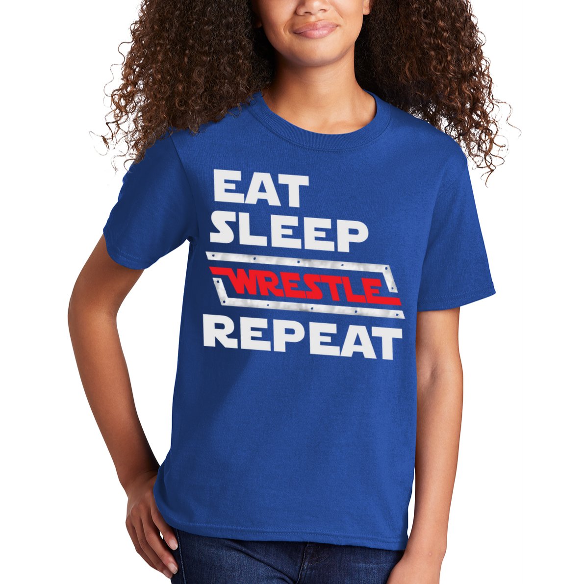 Funny Eat Sleep Wrestle Repeat Wrestling Gift Cute Gift Kids T-Shirt