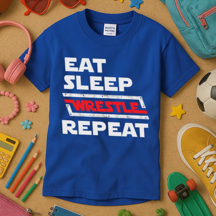 Funny Eat Sleep Wrestle Repeat Wrestling Gift Cute Gift Kids T-Shirt