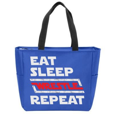 Funny Eat Sleep Wrestle Repeat Wrestling Gift Cute Gift Zip Tote Bag