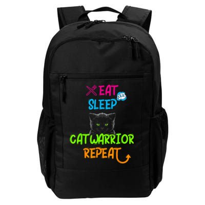 Funny Eat Sleep Cat Warrior Repeat Cool Cat Daily Commute Backpack