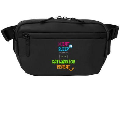 Funny Eat Sleep Cat Warrior Repeat Cool Cat Crossbody Pack