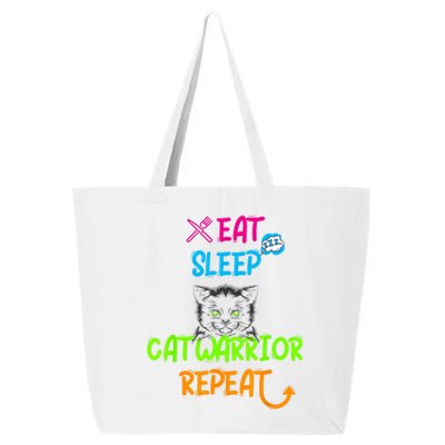 Funny Eat Sleep Cat Warrior Repeat Cool Cat 25L Jumbo Tote