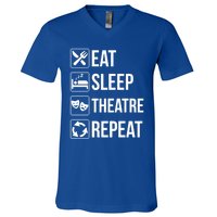 Funny Eat Sleep Theatre Repeat Gift V-Neck T-Shirt