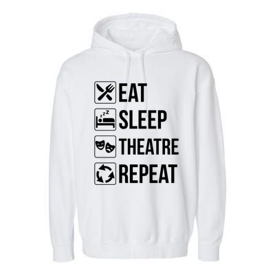 Funny Eat Sleep Theatre Repeat Gift Garment-Dyed Fleece Hoodie