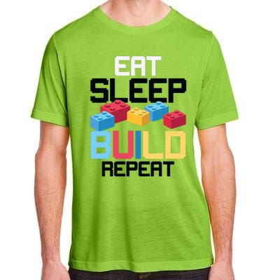 Funny Eat Sleep Build Gift Men Women Cool Blocks Building Adult ChromaSoft Performance T-Shirt