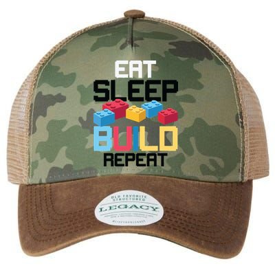 Funny Eat Sleep Build Gift Men Women Cool Blocks Building Legacy Tie Dye Trucker Hat