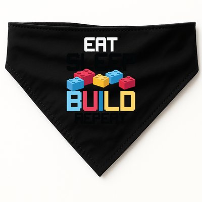 Funny Eat Sleep Build Gift Men Women Cool Blocks Building USA-Made Doggie Bandana