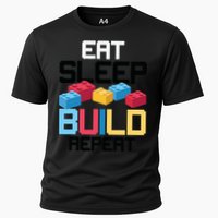 Funny Eat Sleep Build Gift Men Women Cool Blocks Building Cooling Performance Crew T-Shirt