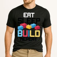 Funny Eat Sleep Build Gift Men Women Cool Blocks Building Cooling Performance Crew T-Shirt