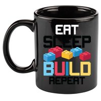 Funny Eat Sleep Build Gift Men Women Cool Blocks Building 11oz C Handle Ceramic Mug