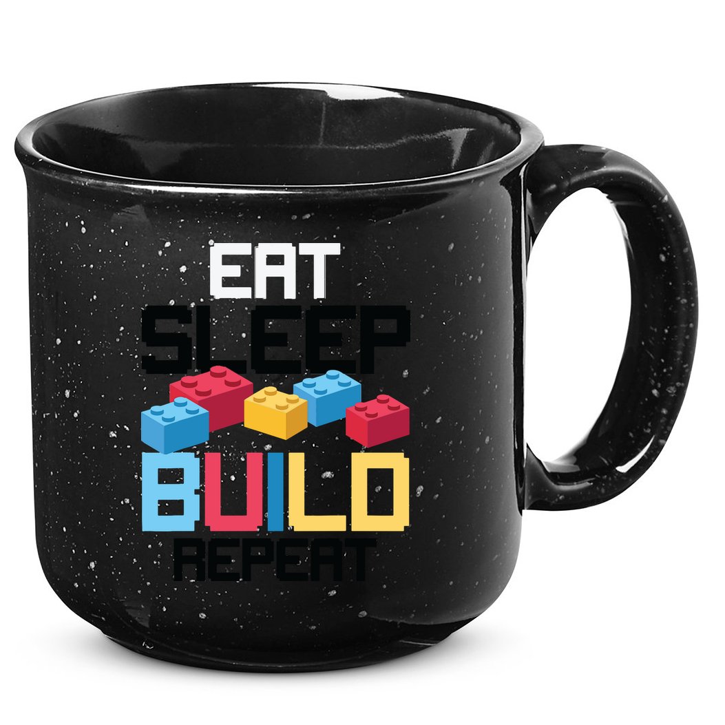 Funny Eat Sleep Build Gift Men Women Cool Blocks Building 15oz Campfire Ceramic Mug
