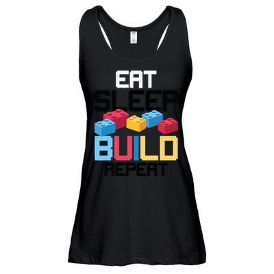 Funny Eat Sleep Build Gift Men Women Cool Blocks Building Ladies Essential Flowy Tank