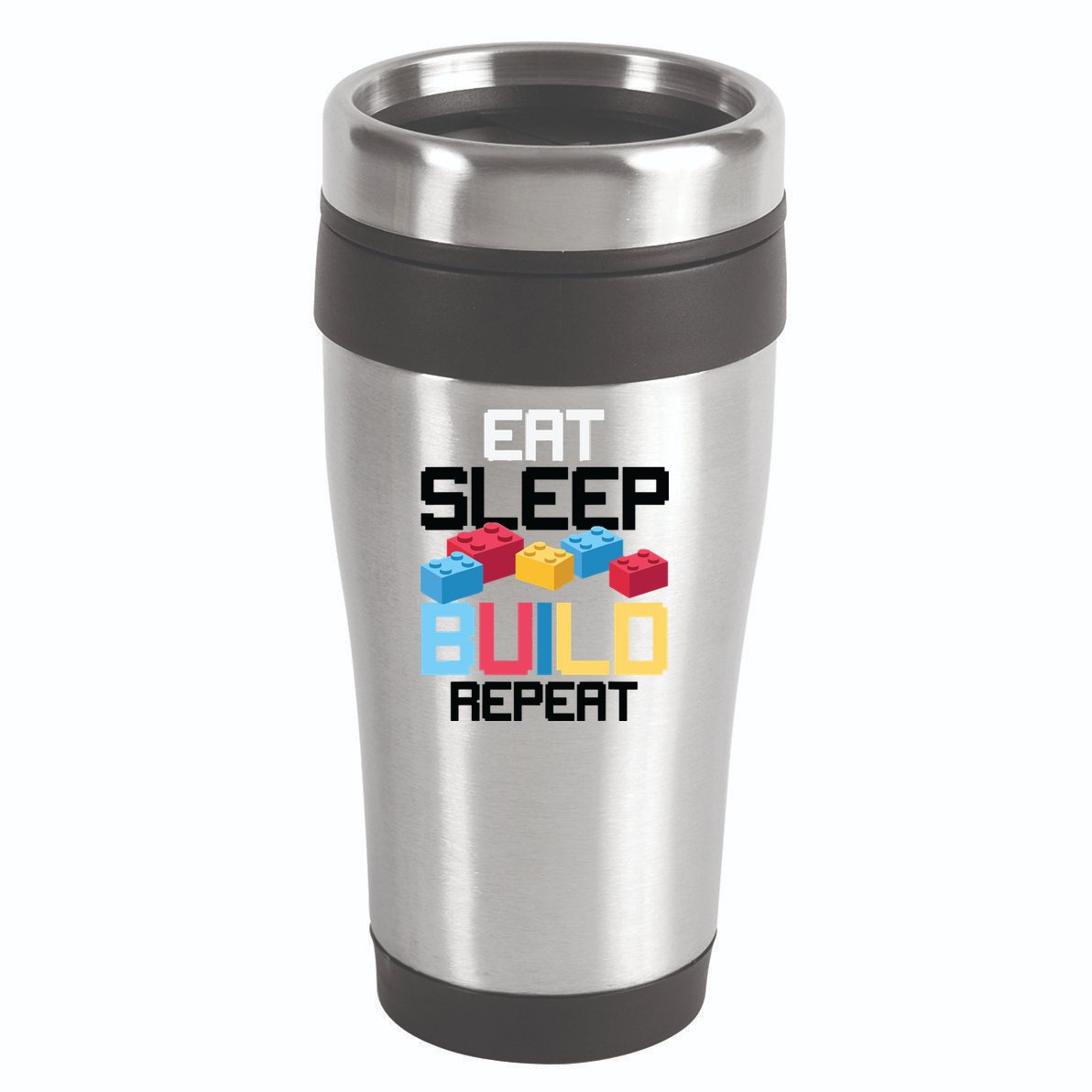 Funny Eat Sleep Build Gift Men Women Cool Blocks Building 16oz Travel Tumbler