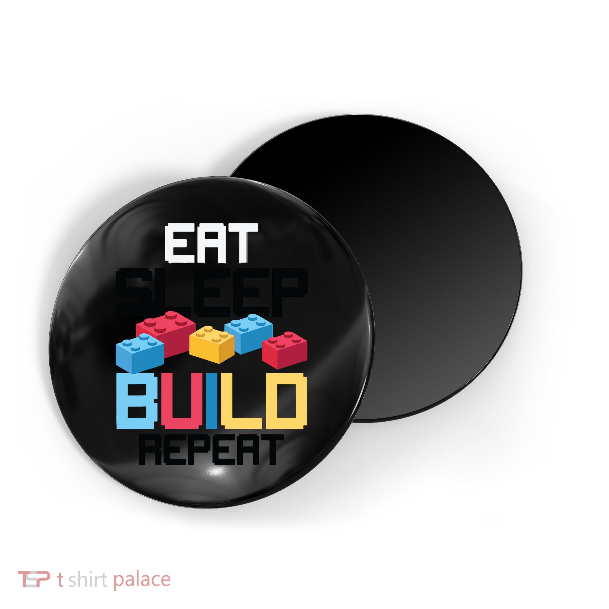 Funny Eat Sleep Build Gift Men Women Cool Blocks Building Magnet