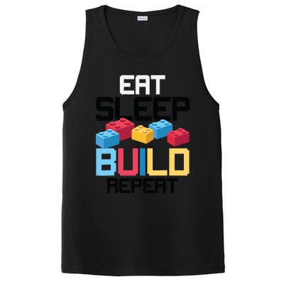 Funny Eat Sleep Build Gift Men Women Cool Blocks Building PosiCharge Competitor Tank