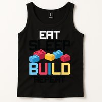Funny Eat Sleep Build Gift Men Women Cool Blocks Building Tank Top